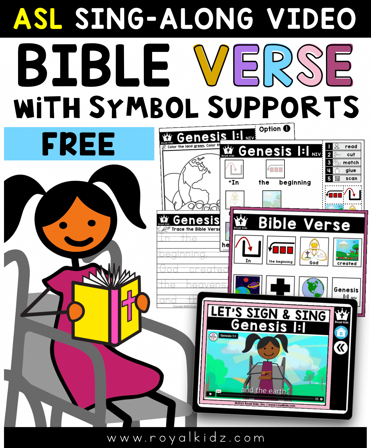 Free Genesis 1:1 ASL Bible Verse Special Needs Ministry Days of Creation for kids